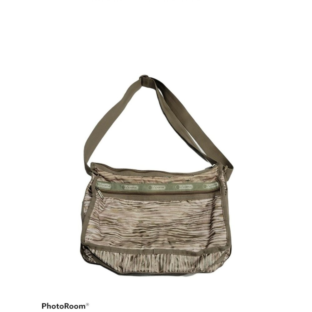Lesportsac Medium Bag, Adjustable Strap, Tan & shiny stripes